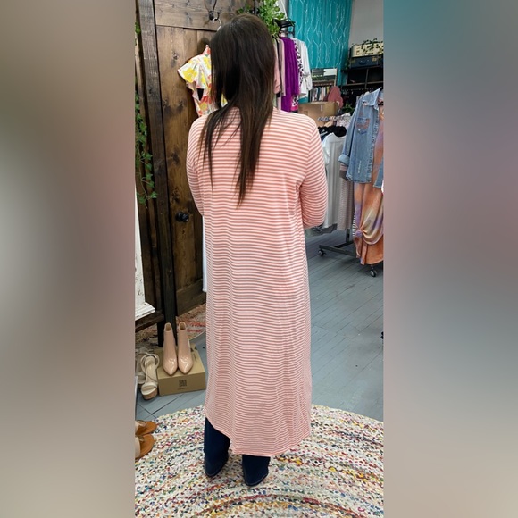 Light Orange & White Striped Cardigan - Picture 3 of 3